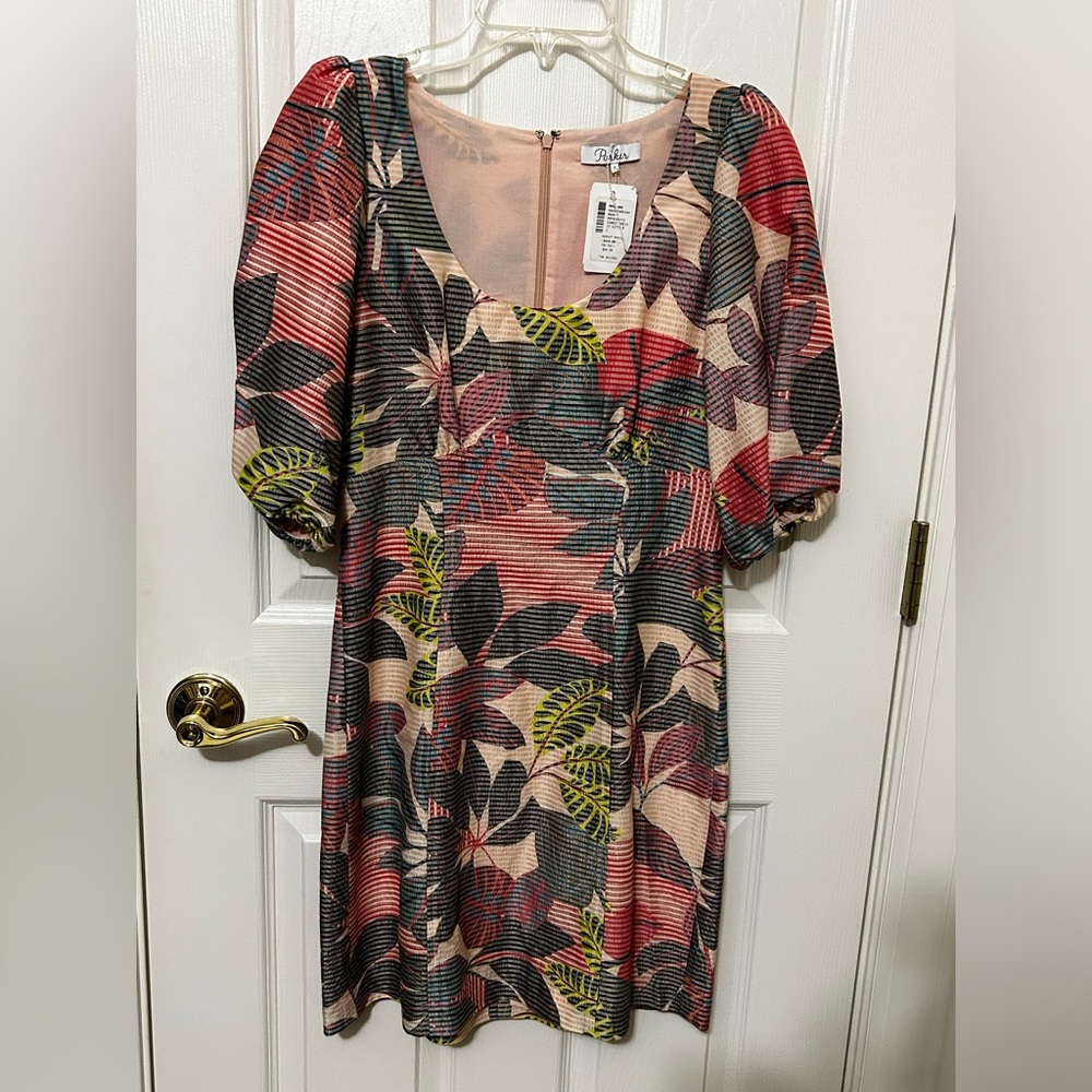 NWT Parker mini dress with puff sleeves (st kitts print). Size 2.